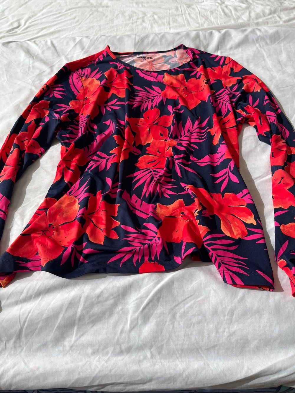 Lands’ End Women's Sunshade UPF 50 Long Sleeve Rash Guard Swim Tee